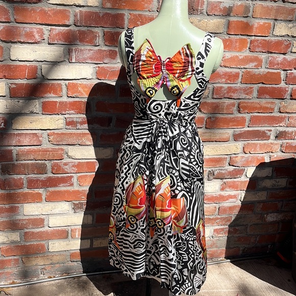 Phoebe Couture black and white print Butterfly Dress Sz2 - Picture 2 of 9